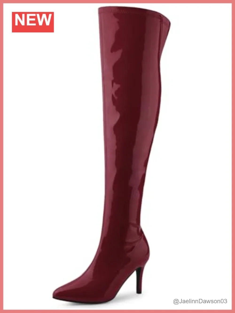 Over Knee High Patent Leather Stiletto Heel Boots Pointed Toe Zip